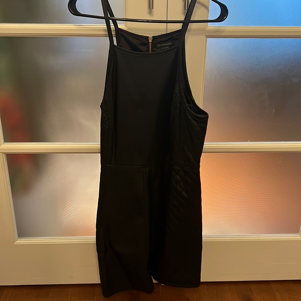 Black faux leather dress in large
